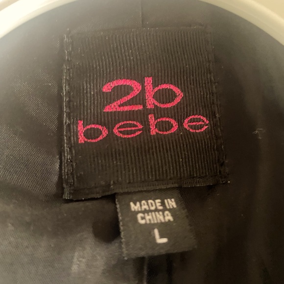 B&W Patterned Pea Coat, BEBE, Size L - Picture 6 of 7